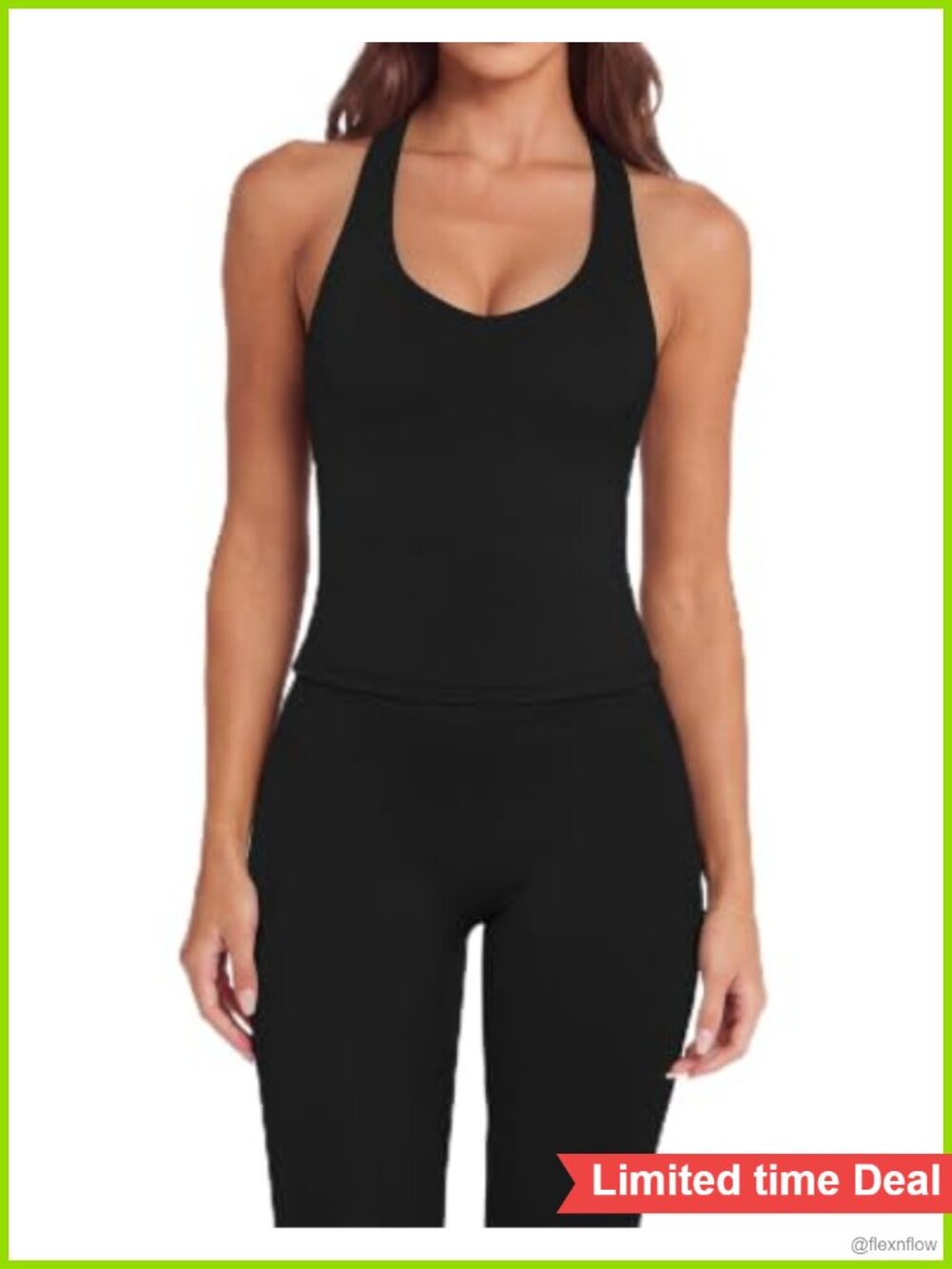 Two Piece Workout Set with Padded Racerback Tank and Scrunch Leggings